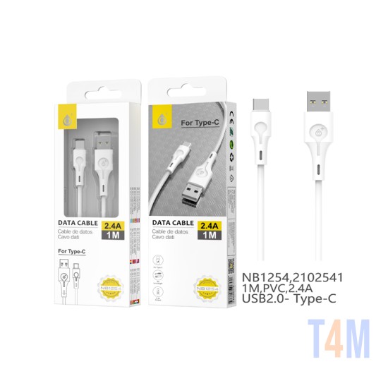 CABLE DE DATOS ABANICO ONEPLUS NB1254 BL PARA TIPO-C 2.4A 1M BLANCO